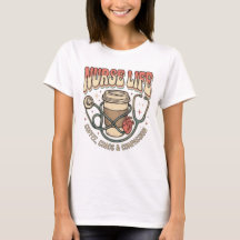 Nurse Life Coffee and Chaos Retro Heart Stethoscop