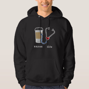 Nurse Life Gift Coffee Lover Stethoscope Graphic Hoodie