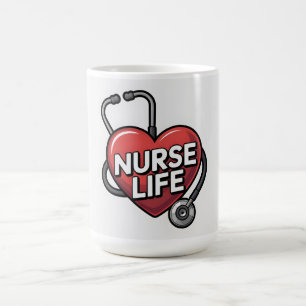 "Nurse Life" Graphic Design with Heart Coffee Mug