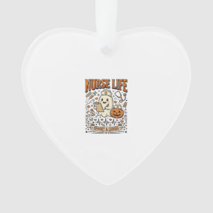 Nurse Life Halloween Ghost Pumpkin Vintage Shirt D Ornament