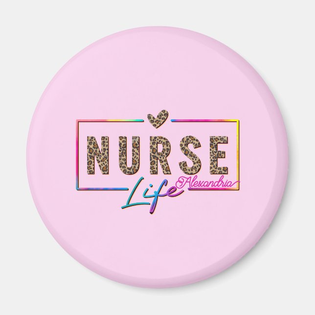 "Nurse Life" in Elegant Rainbow Colors Magnet (Front)