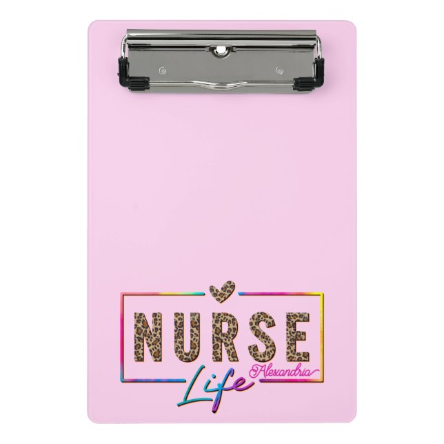 "Nurse Life" in Elegant Rainbow Colours Mini Clipboard (Front)