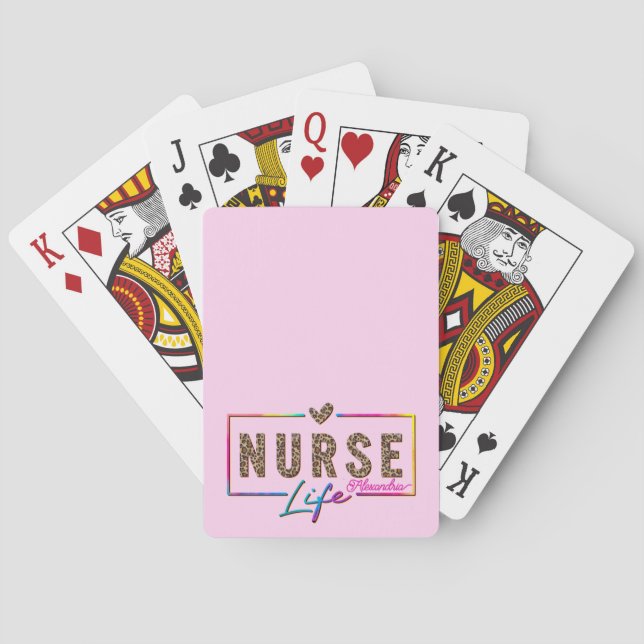 "Nurse Life" in Elegant Rainbow Colours Playing Cards (Back)
