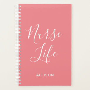 Nurse Life Medical Pink and White Personalized Planner