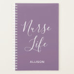 Nurse Life Medical Purple Personalized Planner<br><div class="desc">Keep up with your busy schedule in style with this Nurse Life Medical Purple Personalized Planner. It is a modern design with the text "nurse life" in big white trendy hand lettered script centred on the front of pastel purple customizable planner. Name is across lower front. Click personalize option and...</div>