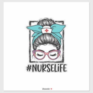 Nurse Life Messy Bun Rainbow Bow Vector Design_1