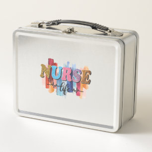 Nurse life metal lunch box