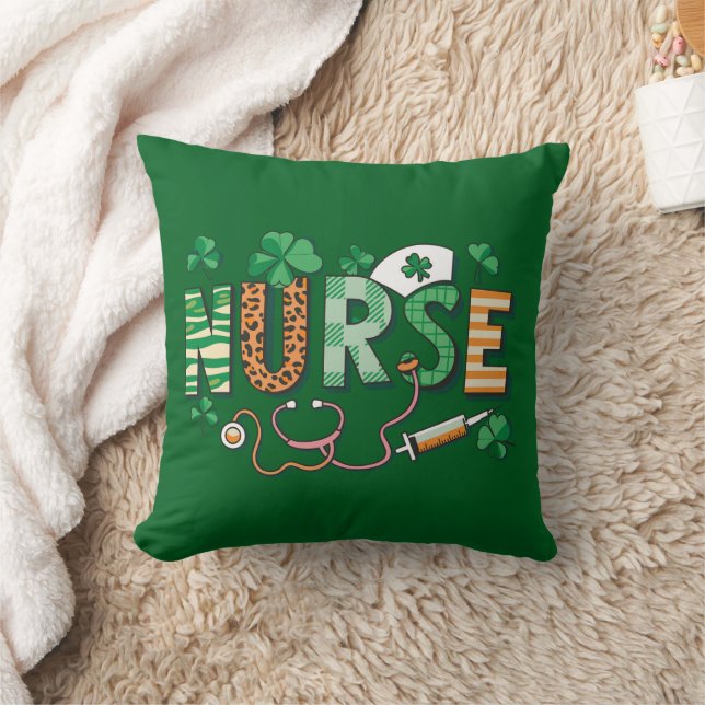 Nurse Life Nurse Day Gifts St Patricks Day  Throw Pillow (Blanket)