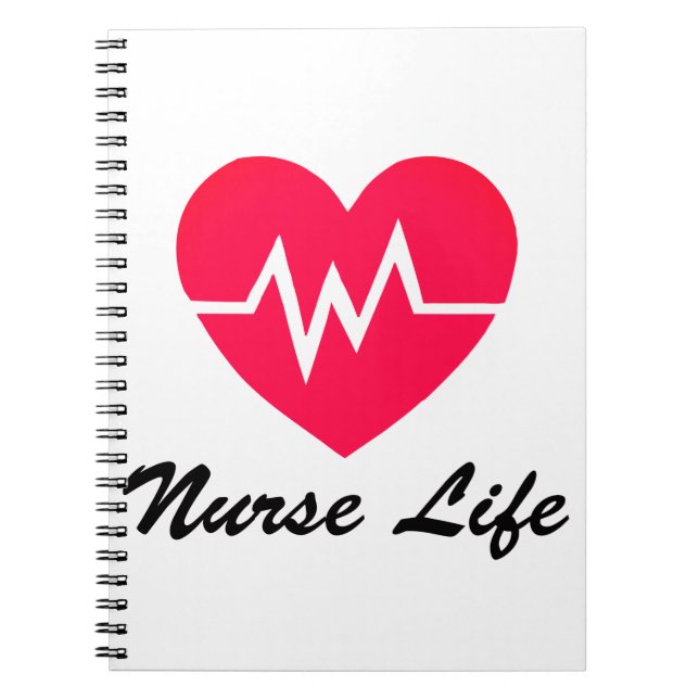 Nurse Life Red EKG Heart Notepad Notebook (Front)