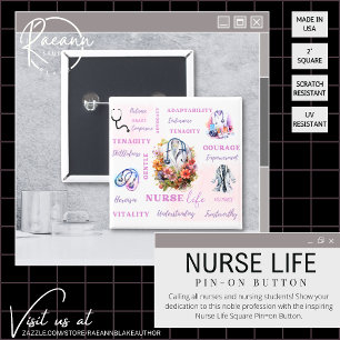 Nurse Life Square Pin-on Button