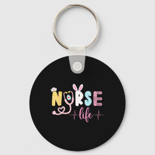 Nurse Life Stethoscope Cute Bunny Easter Women Gir Keychain