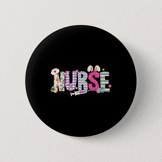 Nurse Life Stethoscope Nursing Cute Easter Bunny E 2 Inch Round Button (Front)