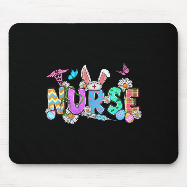 Nurse Life Stethoscope Nursing Cute Easter Bunny E Mouse Pad (Front)