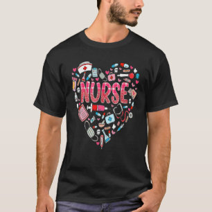 Nurse Life Valentines Day Stethoscope ER ICU NICU T-Shirt