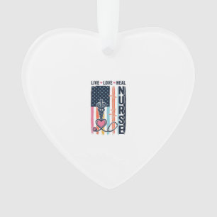 Nurse Live Love Heal Patriotic Vintage Vector Desi Ornament