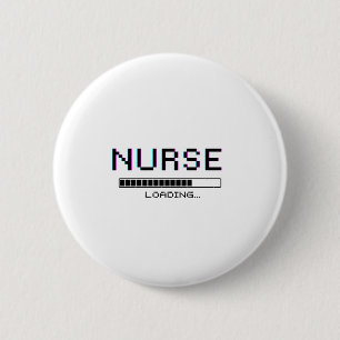 Nurse Loading Glitch Pixel Art Design 2 Inch Round Button