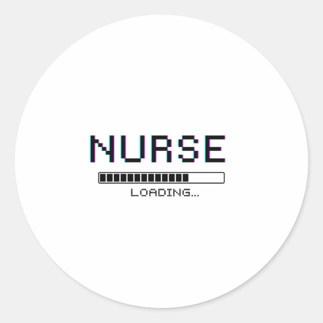 Nurse Loading Glitch Pixel Art Design Classic Round Sticker (Front)