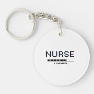 Nurse Loading Glitch Pixel Art Design Keychain