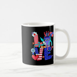 Nurse Love 4th Of July American Flag Memorial Day  Coffee Mug