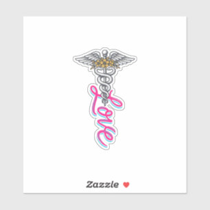 Nurse Love Caduceus Floral Medical Vertical Design