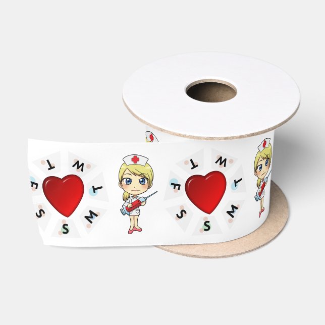 Nurse Love Heart Satin Ribbon (Spool)