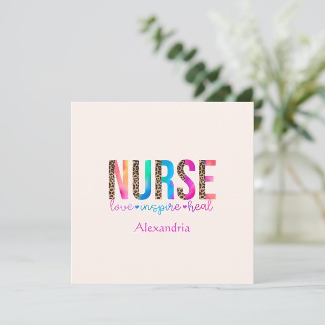 "Nurse - Love, Inspire, Heal" in Rainbow Colour (Standing Front)