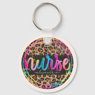 "Nurse - Love, Inspire, Heal" in Rainbow Colour Keychain