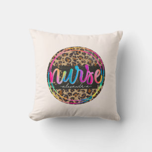 "Nurse - Love, Inspire, Heal" in Rainbow Colour Throw Pillow