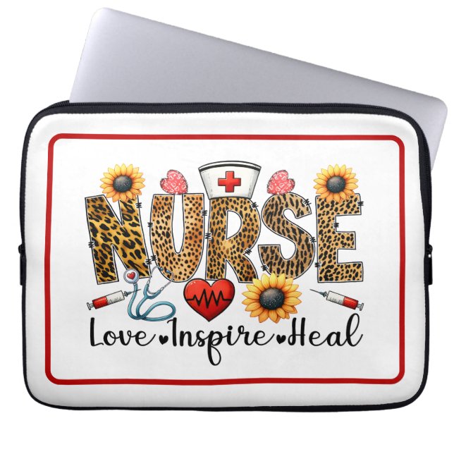 Nurse, Love, Inspire, Heal Laptop Sleeve (Front)