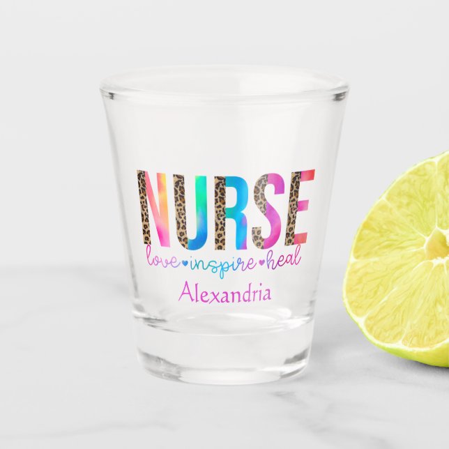 Nurse - Love, Inspire, Heal Shot Glass (Front)