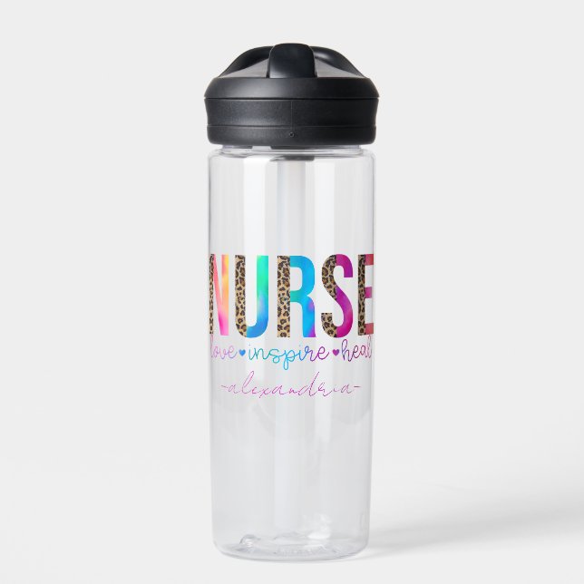 Nurse - Love, Inspire, Heal Water Bottle (Front)