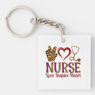 Nurse Love Inspire Heart -Motivational Nurse (2) Keychain