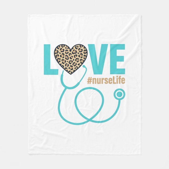 Nurse Love Leopard Stethoscope Vector Design_1 Fleece Blanket (Front)