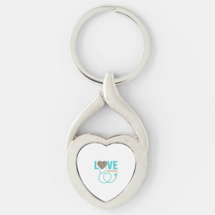 Nurse Love Leopard Stethoscope Vector Design_1 Keychain
