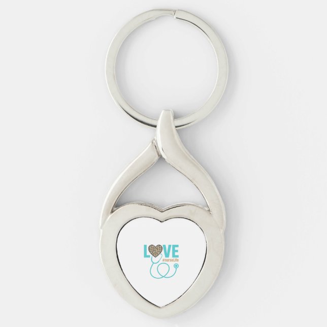 Nurse Love Leopard Stethoscope Vector Design_1 Keychain (Front)