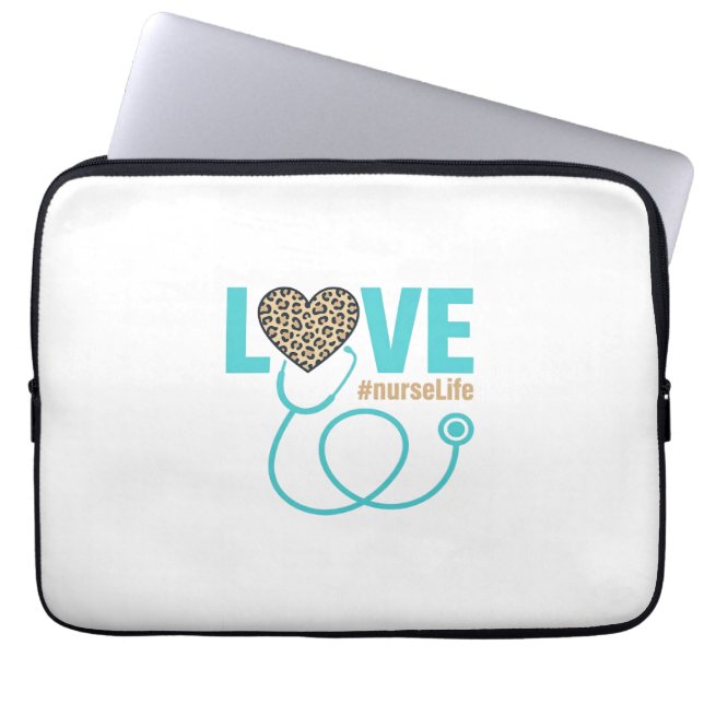 Nurse Love Leopard Stethoscope Vector Design_1 Laptop Sleeve (Front)