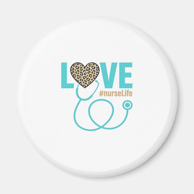 Nurse Love Leopard Stethoscope Vector Design_1 Magnet (Front)