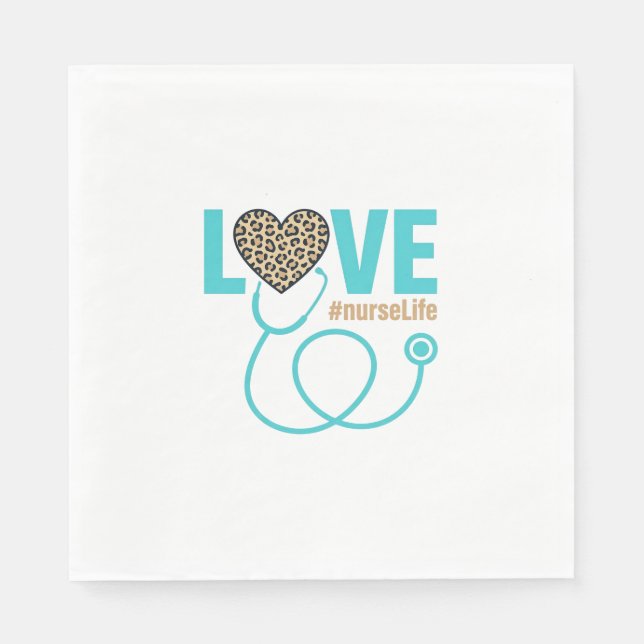 Nurse Love Leopard Stethoscope Vector Design_1 Napkin (Front)