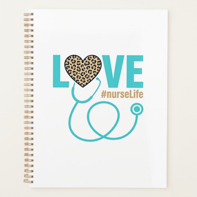 Nurse Love Leopard Stethoscope Vector Design_1 Planner (Front)