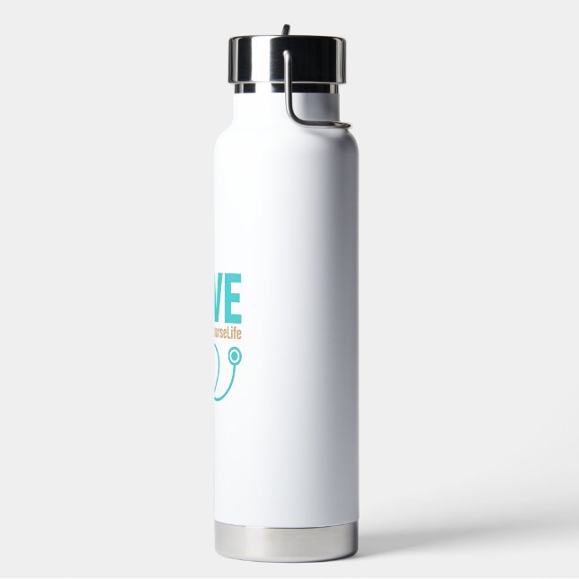 Nurse Love Leopard Stethoscope Vector Design_1 Water Bottle (Left)