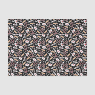 Nurse Love Print Black Background Tissue Paper