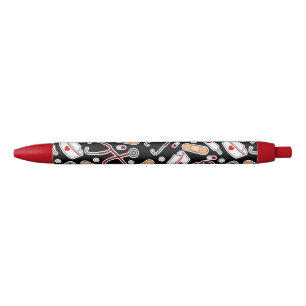Nurse Love Print Black Black Ink Pen