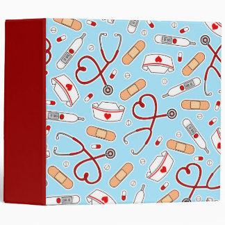Nurse Love Print Blue Background Binder