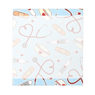 Nurse Love Print Blue Background Notepad