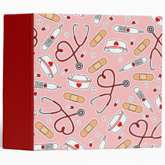 Nurse Love Print Pink Background Binder