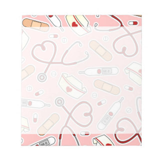 Nurse Love Print Pink Background Notepad