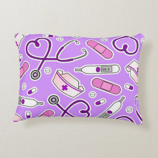 Nurse Love Print Purple Background Decorative Pillow