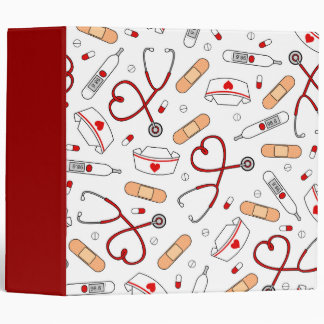 Nurse Love Print White Background Binder