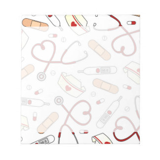 Nurse Love Print White Background Notepad