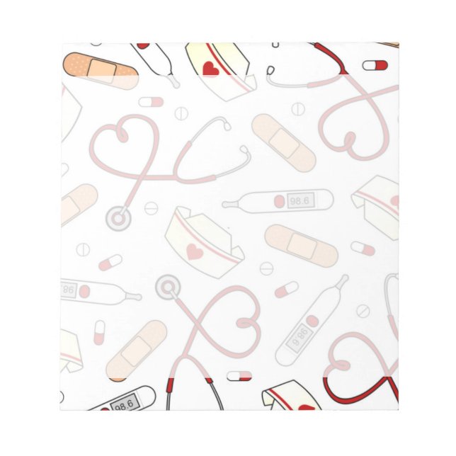 Nurse Love Print White Background Notepad (Front)